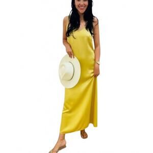NEW PHARAOH vintage satin henri dress in citron